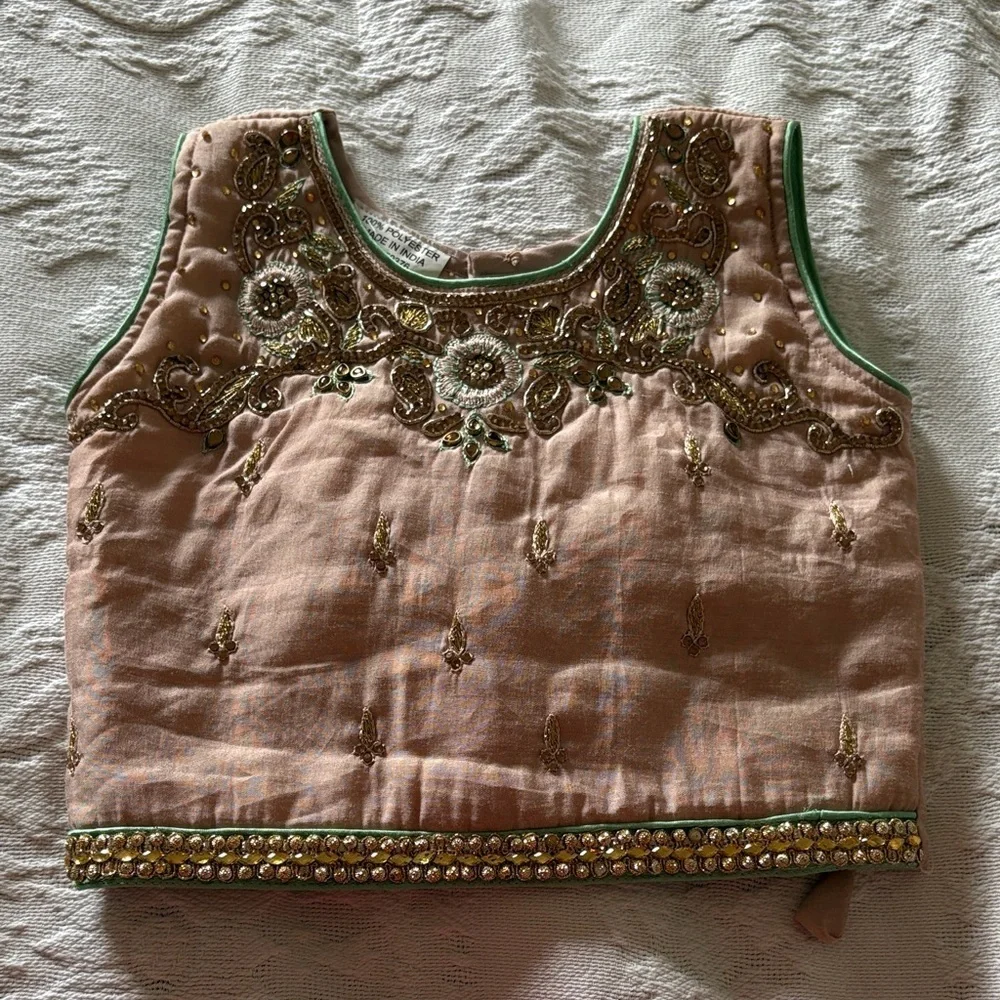 Lehenga Choli,traditional Indian Green & Gold 3pc Dress Needs Cleaning